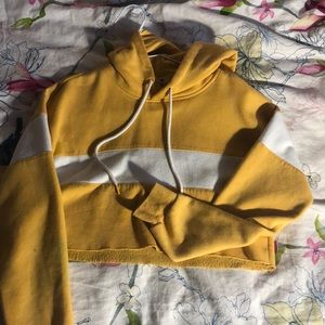 Yellow/orange and white cropped garage hoodie